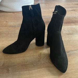 Black suede, ankle boots, size 7.5